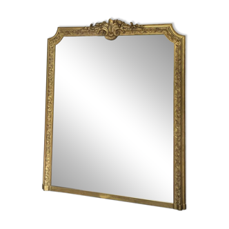 Miroir de cheminée doré à la feuille d’or 152,5cm/125,5cm
