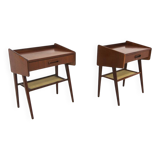 2 Scandinavian mahogany bedside tables, Sweden, 1960