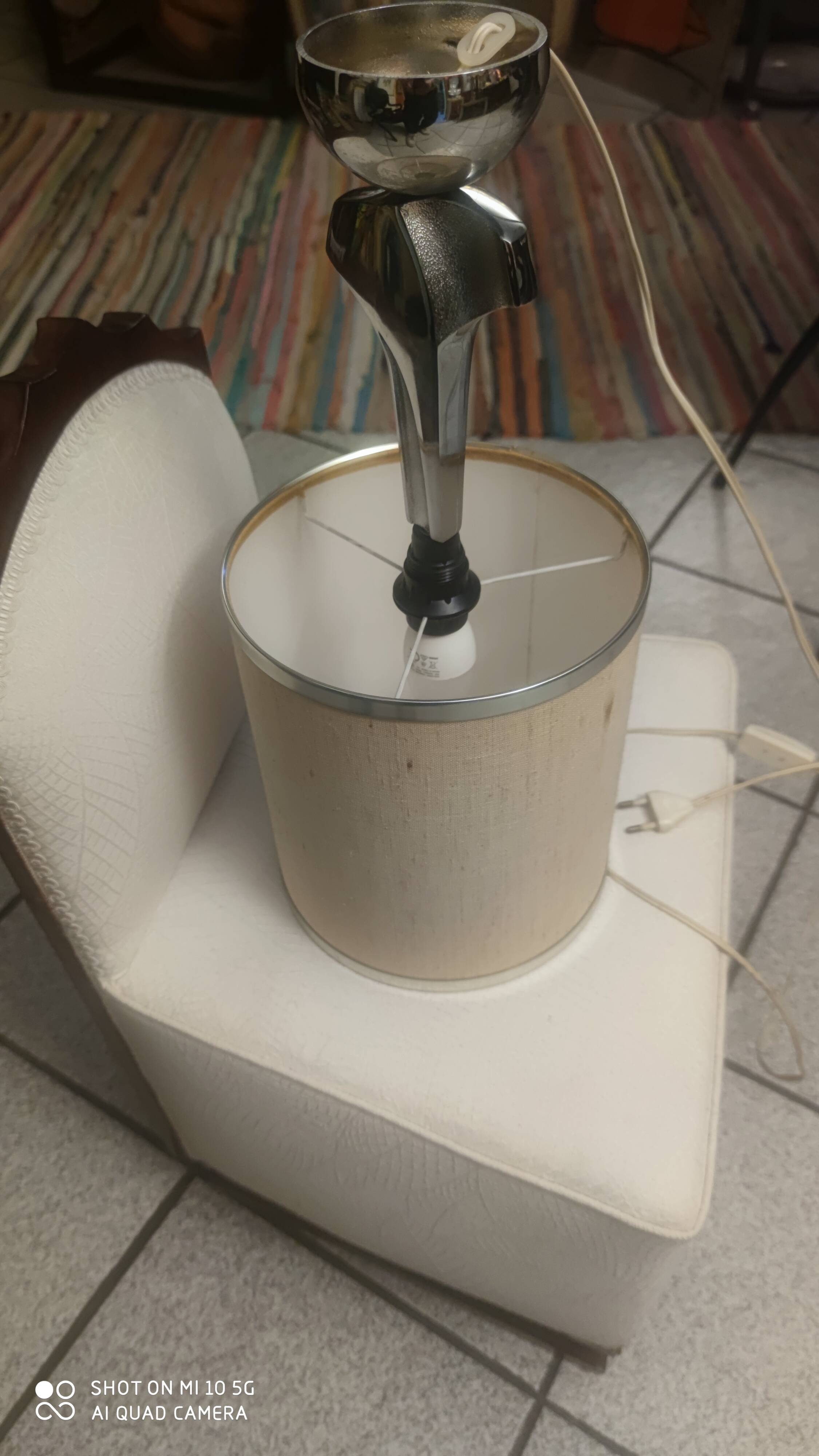 Chrome-plated metal lamp circa 1970
