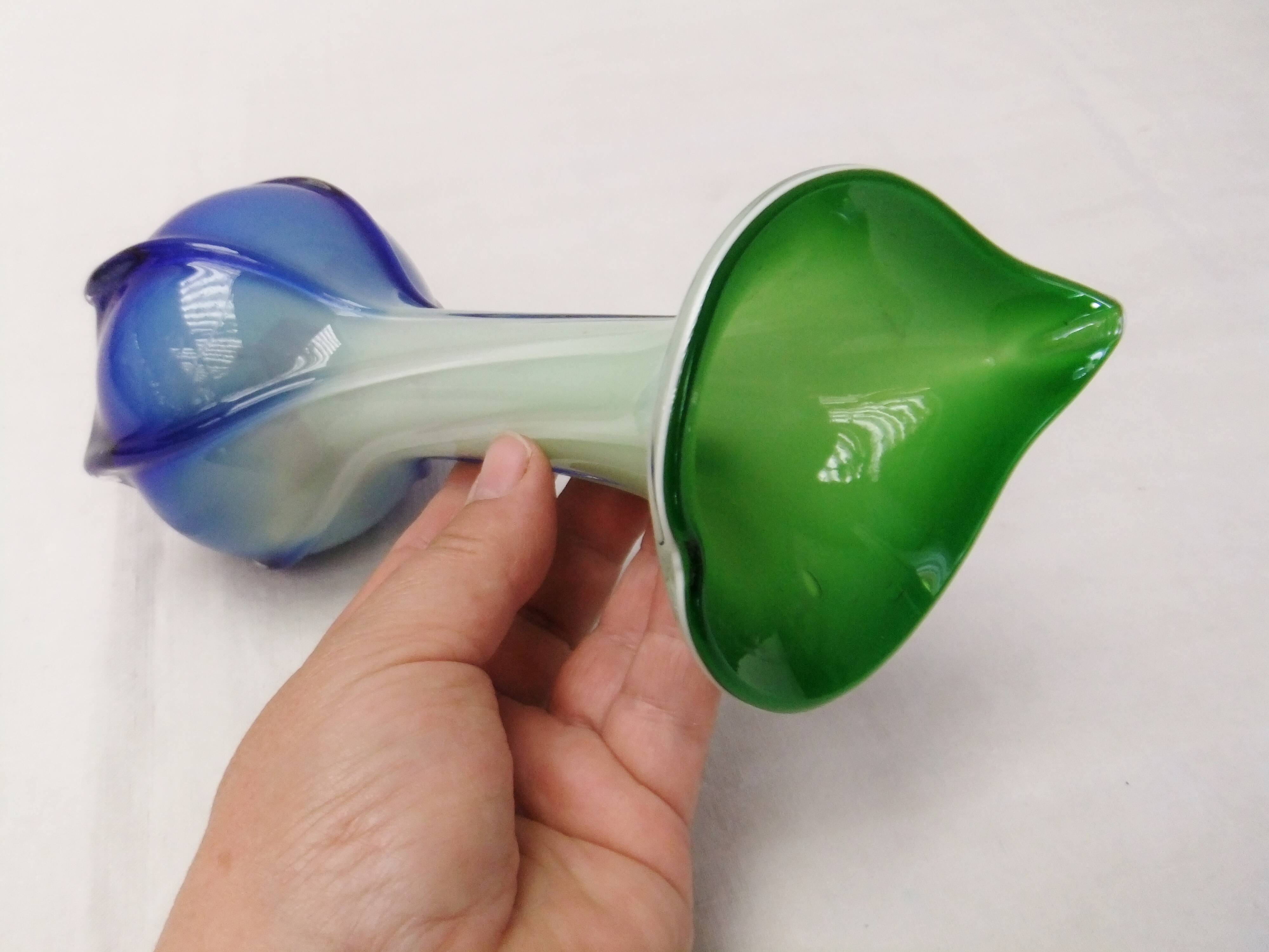 Murano Vase Vintage Floral Soliflore Calla Lily Blown Glass