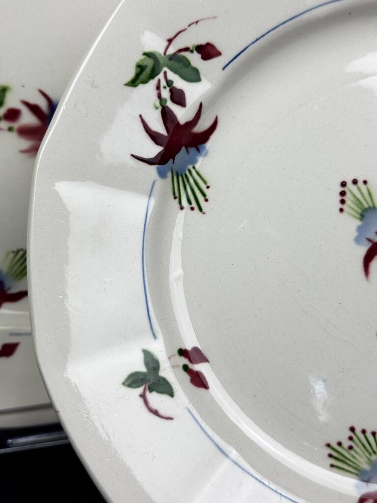 Set of 6 Sarreguemines dinner plates, Bermudes model – circa 1950