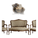 Louis XVI style salon: sofa and 2 cabriolet armchairs.