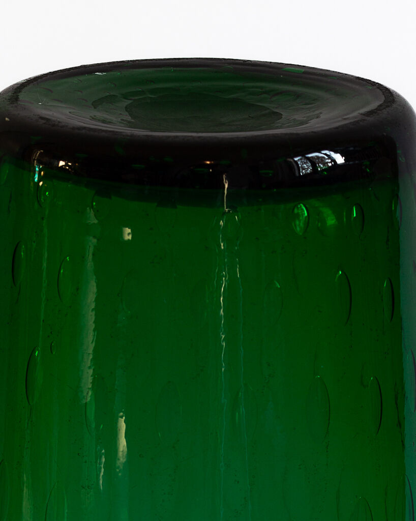 Italian bubbled blown glass vase from Empoli - Mid-20th century