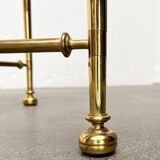 Mid-century Hollywood neoclassical brass and glass side or bedside tables attributed to Vereinigte Werkstätten, Germany, 1960s, set of 2.