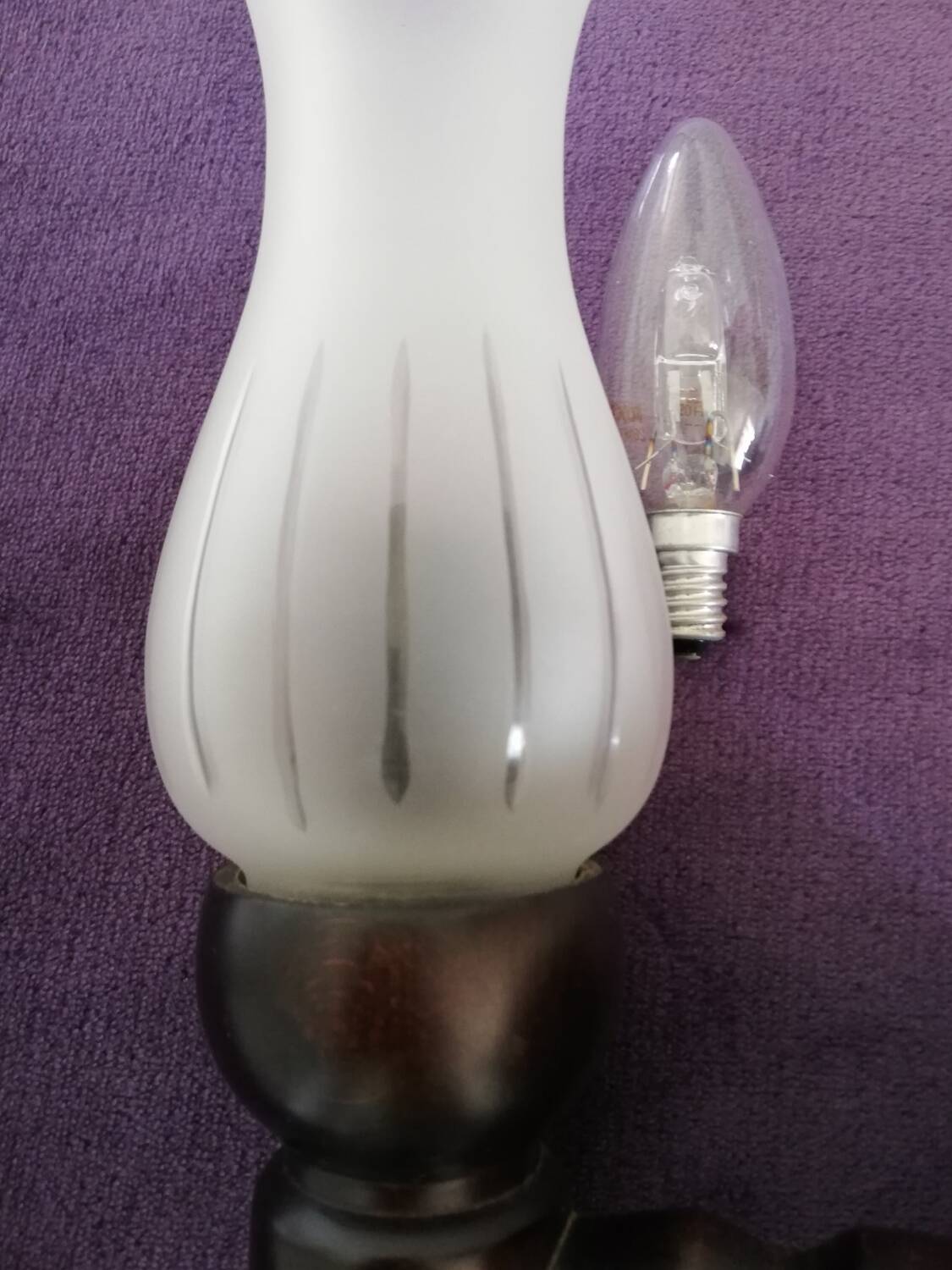 Set of wooden and frosted glass wall lights