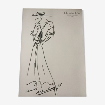 Illustration de mode de presse Christian Dior collection printemps-été 1985