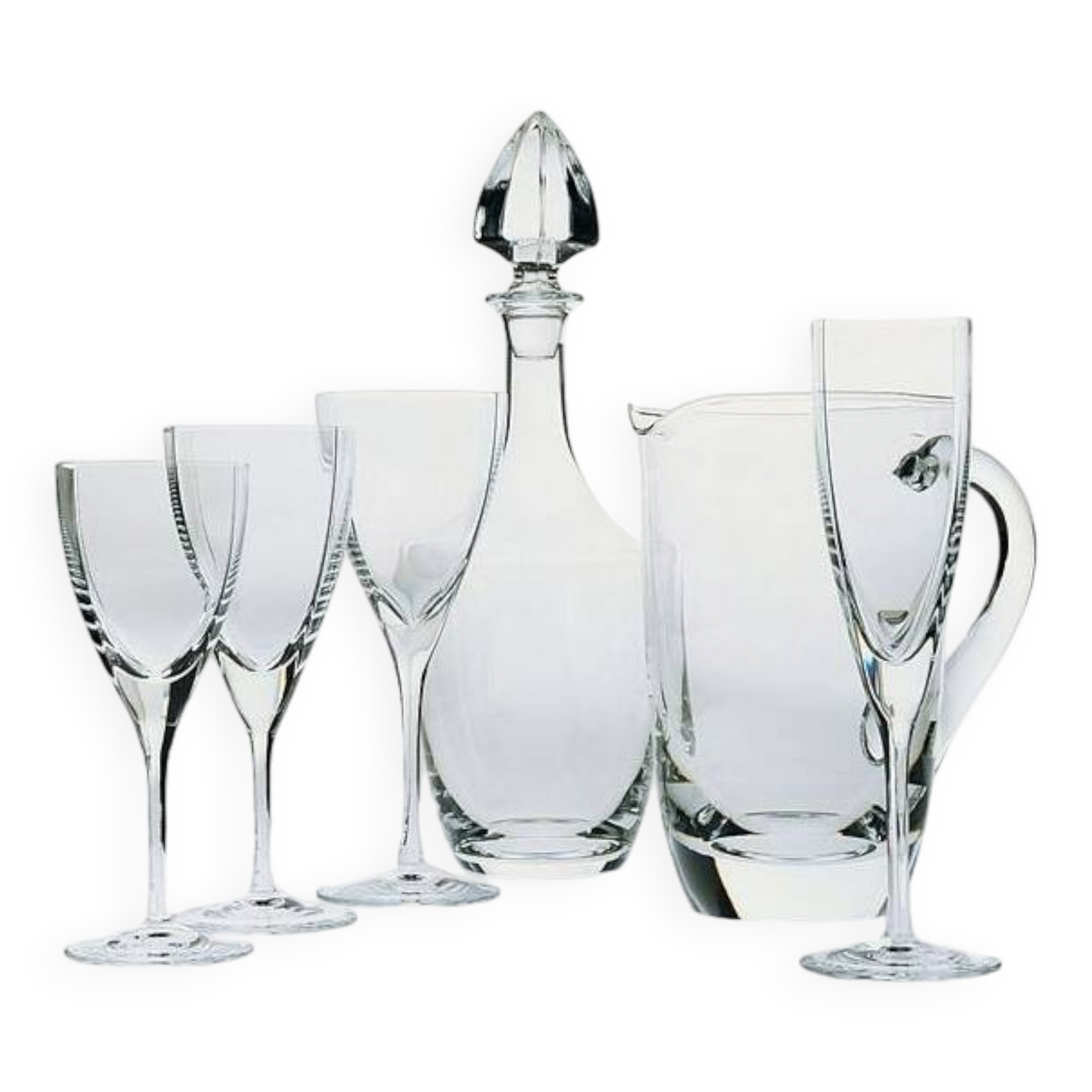 Set of 6 BEAUBOURG white wine glasses in Sèvres crystal signed 19cm