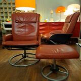 Pair of Lounge Chairs + Malung Leather Ottoman from the 90's