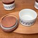 Sets of Swedish herring pots in ceramic and teak by Asa Lindberg for Sagaform, 2000s, set of 4.
