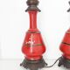 Paire de pieds de lampe rouges, 1900