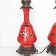 Pair of red lamps from 1900