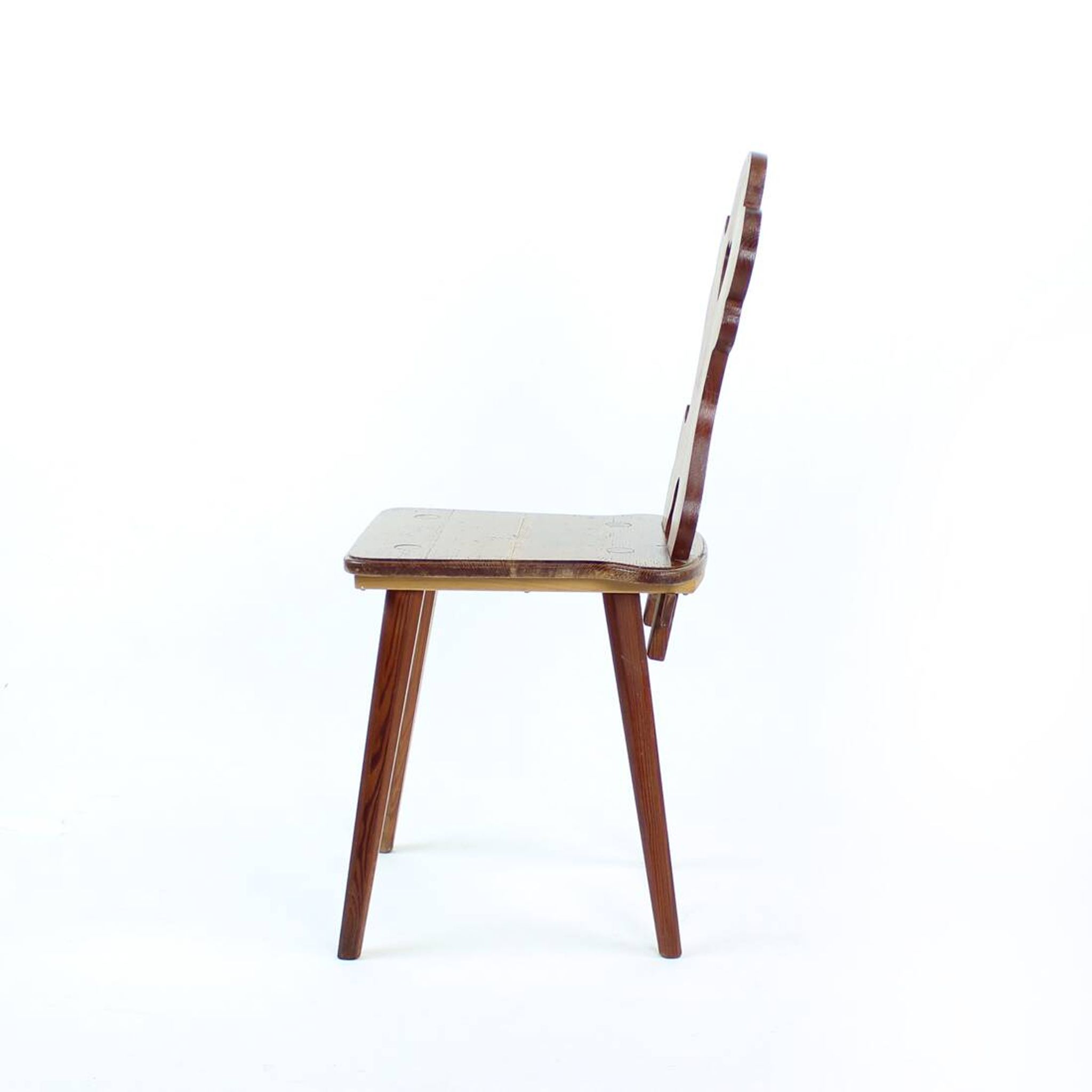 Folk Style Dining Chair In Wood, Czechoslovakia 1973