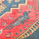 Tapis d'orient fait main de couloir caucasien ancien Kazak  3,09 x 1,52 m