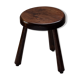 Tabouret tripode en bois massif art populaire milieu du 20e siècle