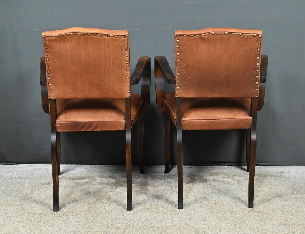 Pair of bridge armchairs in beech - 1940