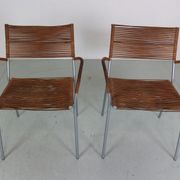 Set of 2 leather Mis B2 RVS armchairs by Tito Agnoli  for Pierantonio Bonacina