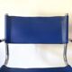 Office chair in blue imitation leather and chrome metal, Matteo Grassi style