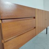 Scandinavian vintage teak and metal long sideboard, 60s