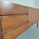 Scandinavian vintage teak and metal long sideboard, 60s