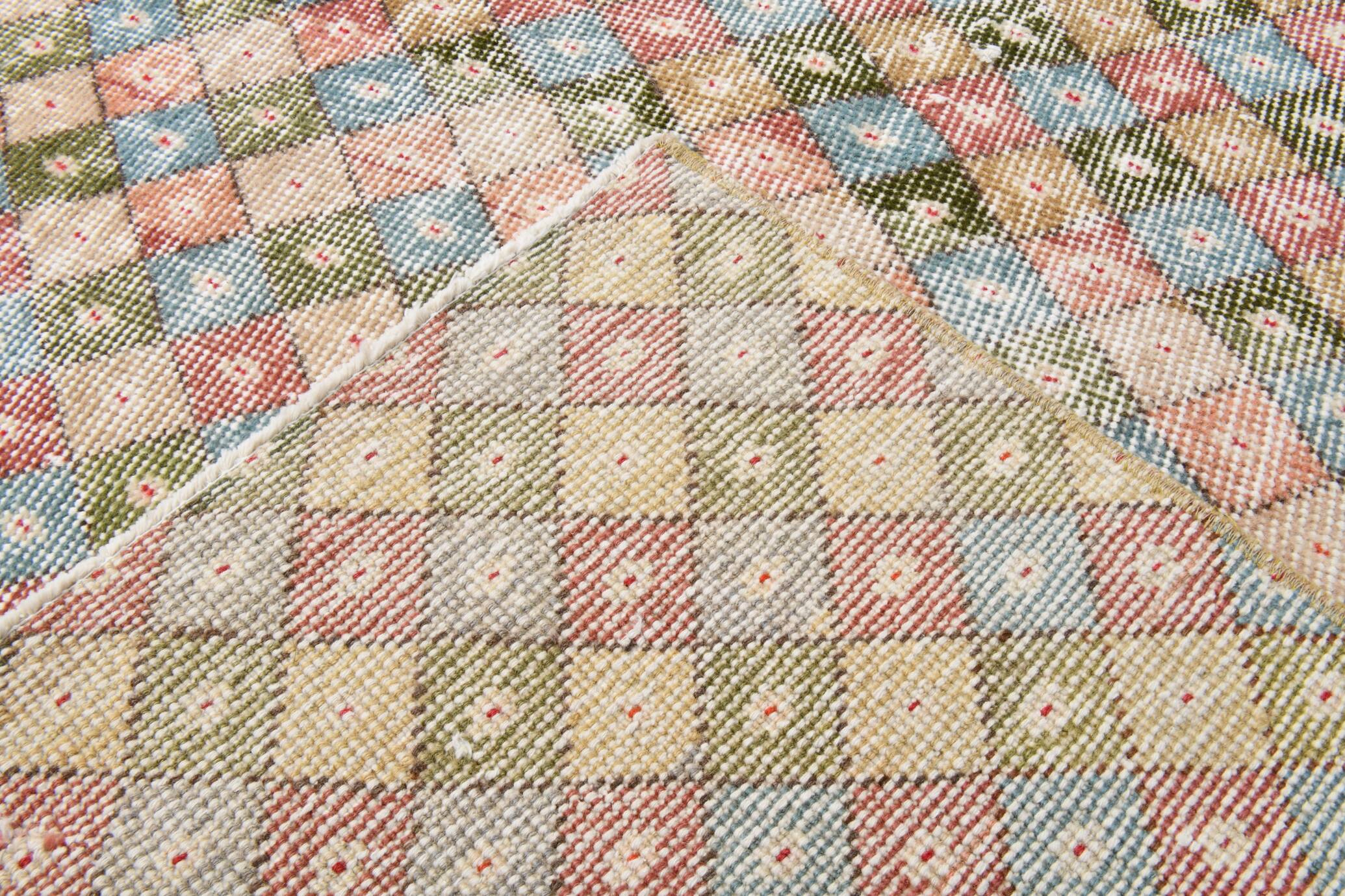 4x6 Vintage Geometric Style Multicolor Vintage Rug, 124x165Cm
