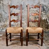 Pair of folk art chairs, France, mid-20th century