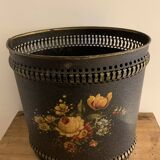 Napoleon III paper basket in leather imitation painted sheet metal