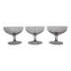 3 Art Deco champagne glasses in engraved glass