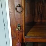 Mahogany column showcase, 1 glass door, 1 drawer, 5 wooden shelves