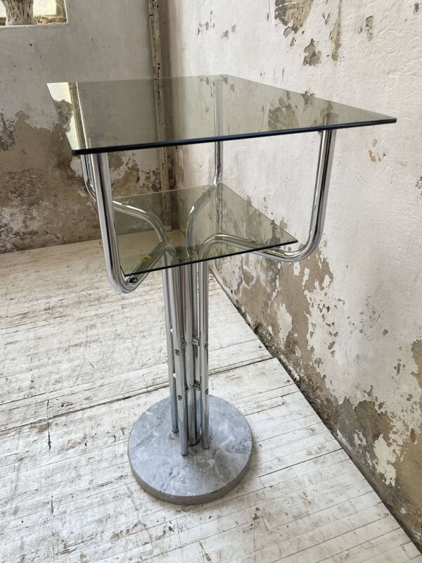 Console années 80 verre et marbre