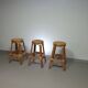 3 x bamboo stool with leather laces / 70s