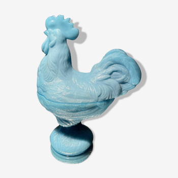 Coq en opaline bleu embleme de la france deco epicerie ferme