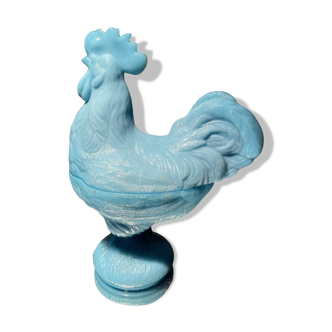 Blue opaline rooster emblem of france farmhouse grocery deco