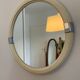 Vintage mirror round edge in white plastic and chrome diameter 46 cm