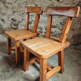 Pair of Canadian Brutalist Pine Chairs – Rustic Design from the 1970s