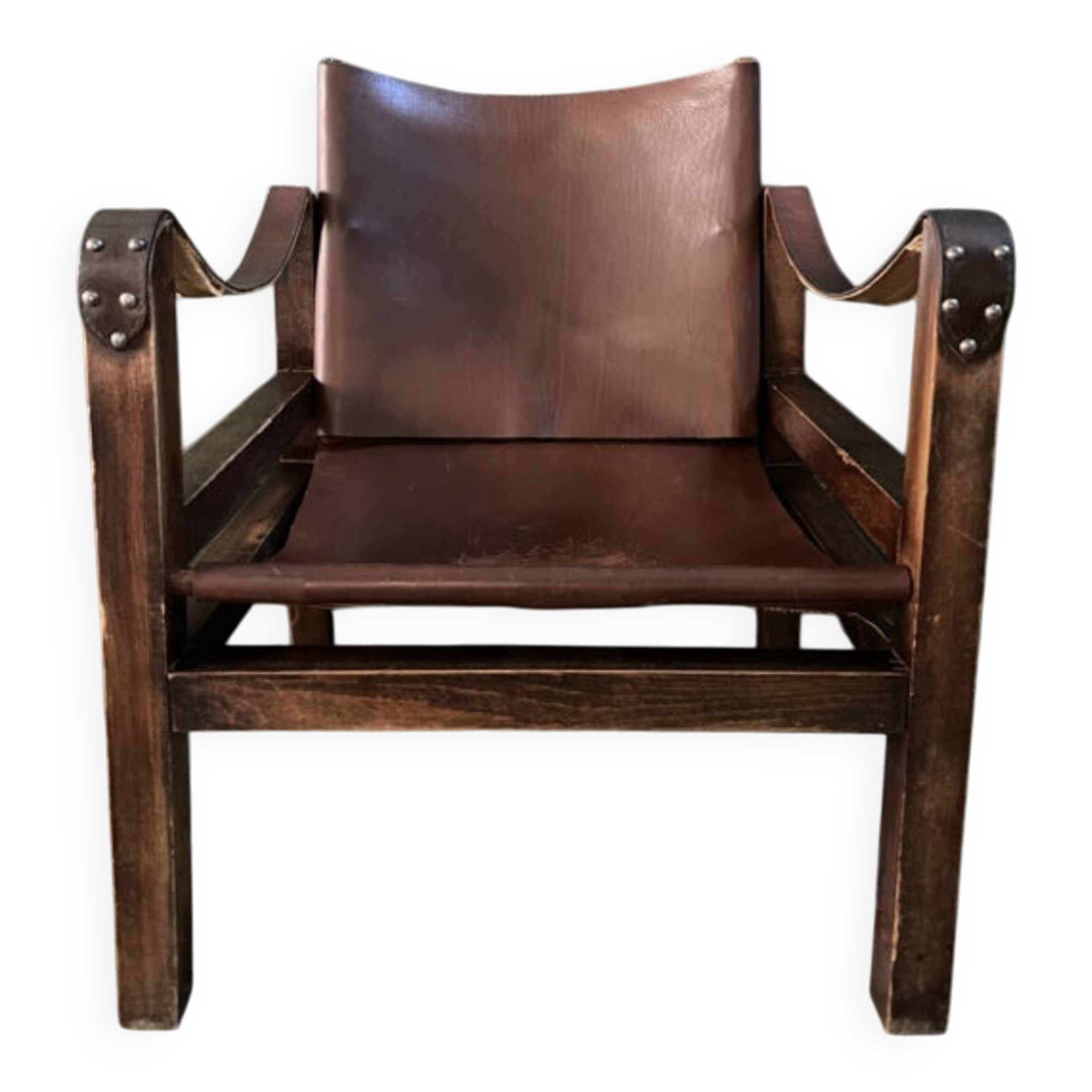 Vintage leather Safari armchair