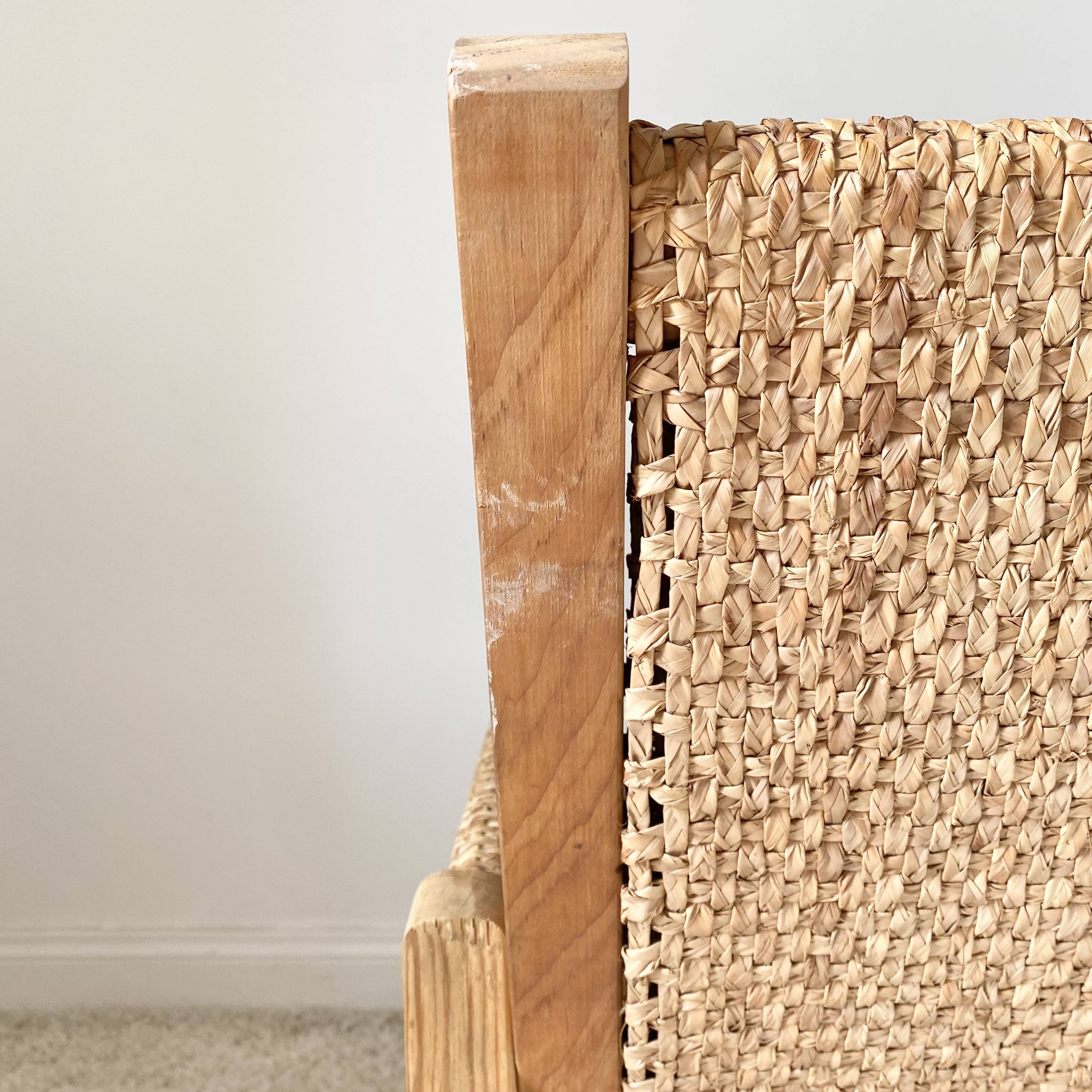 Vintage modernist straw armchair