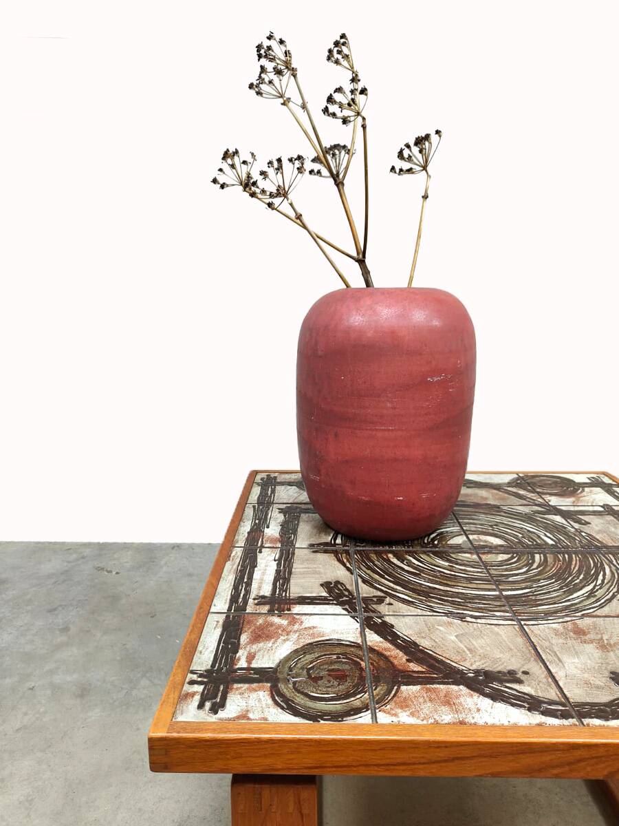 Vintage Danish ceramic teak side table Ox-Art Trioh 'Square'