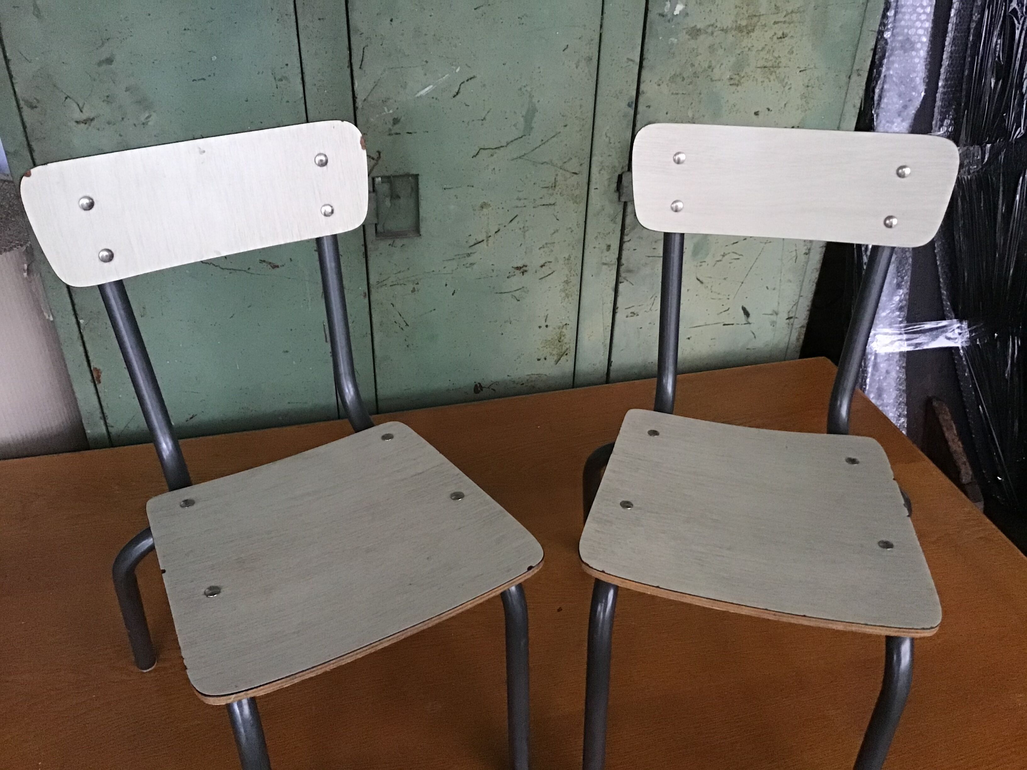 Pair of small kindergarten chairs formica vintage 1960S