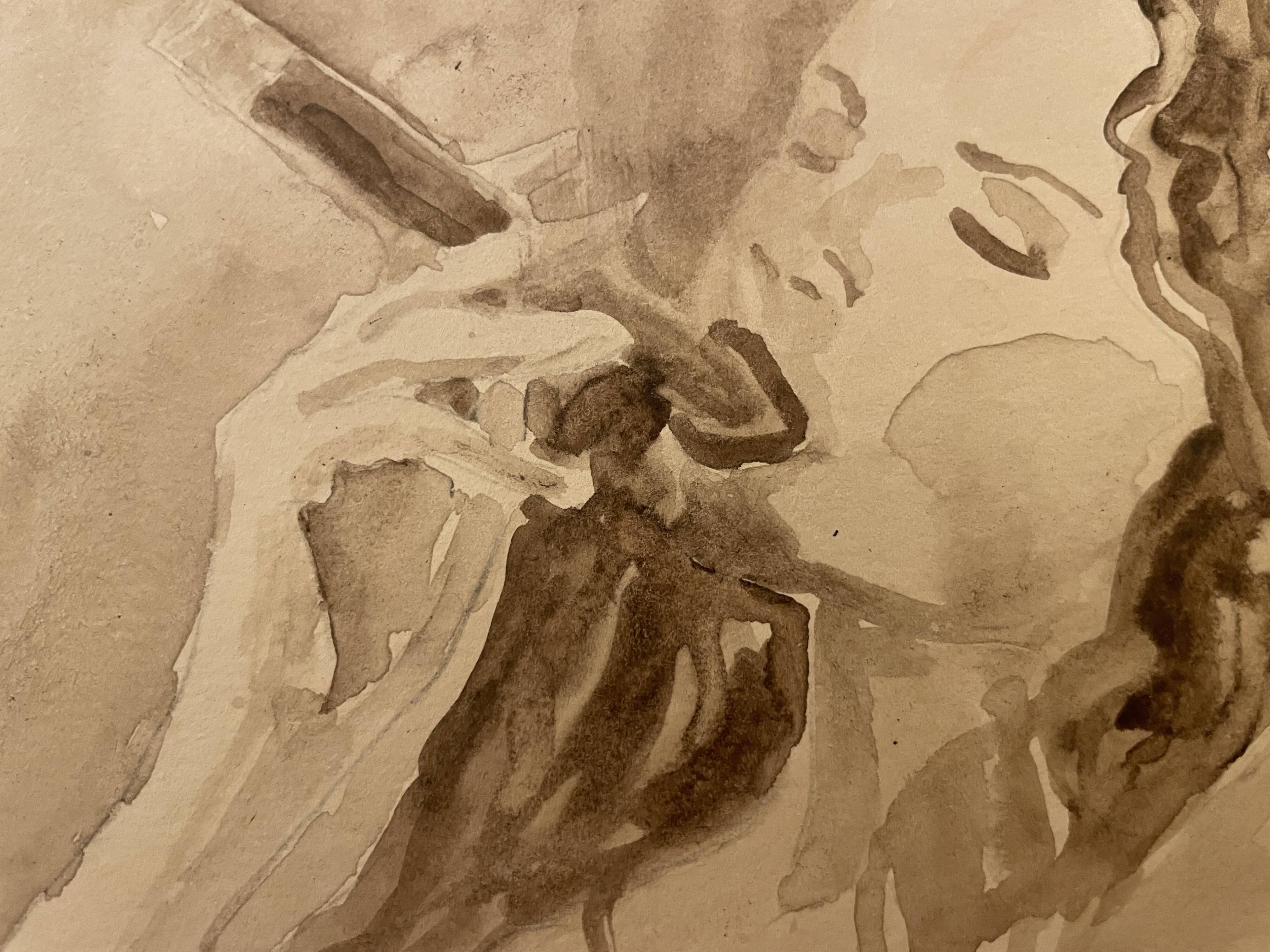 Watercolor Painting Signed “the smoker of Havanas” Cuba