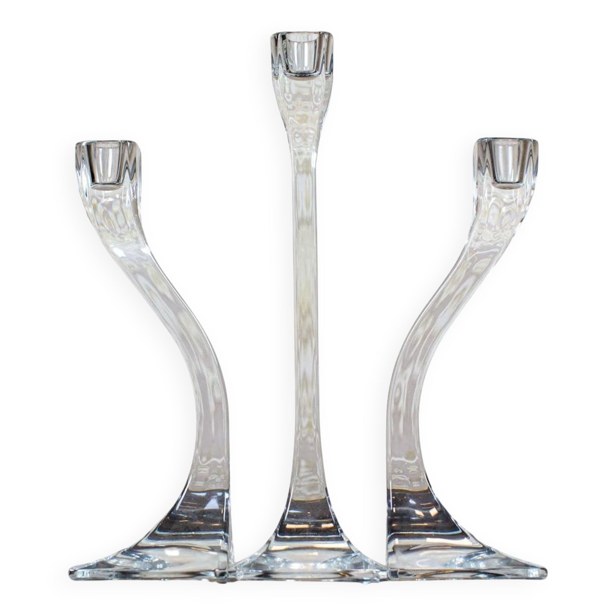 Bougeoirs en verre vintage, années 1950, ensemble de 3