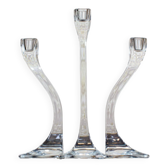 Vintage Glass Candlesticks, 1950s, Set of 3