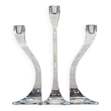 Bougeoirs en verre vintage, années 1950, ensemble de 3