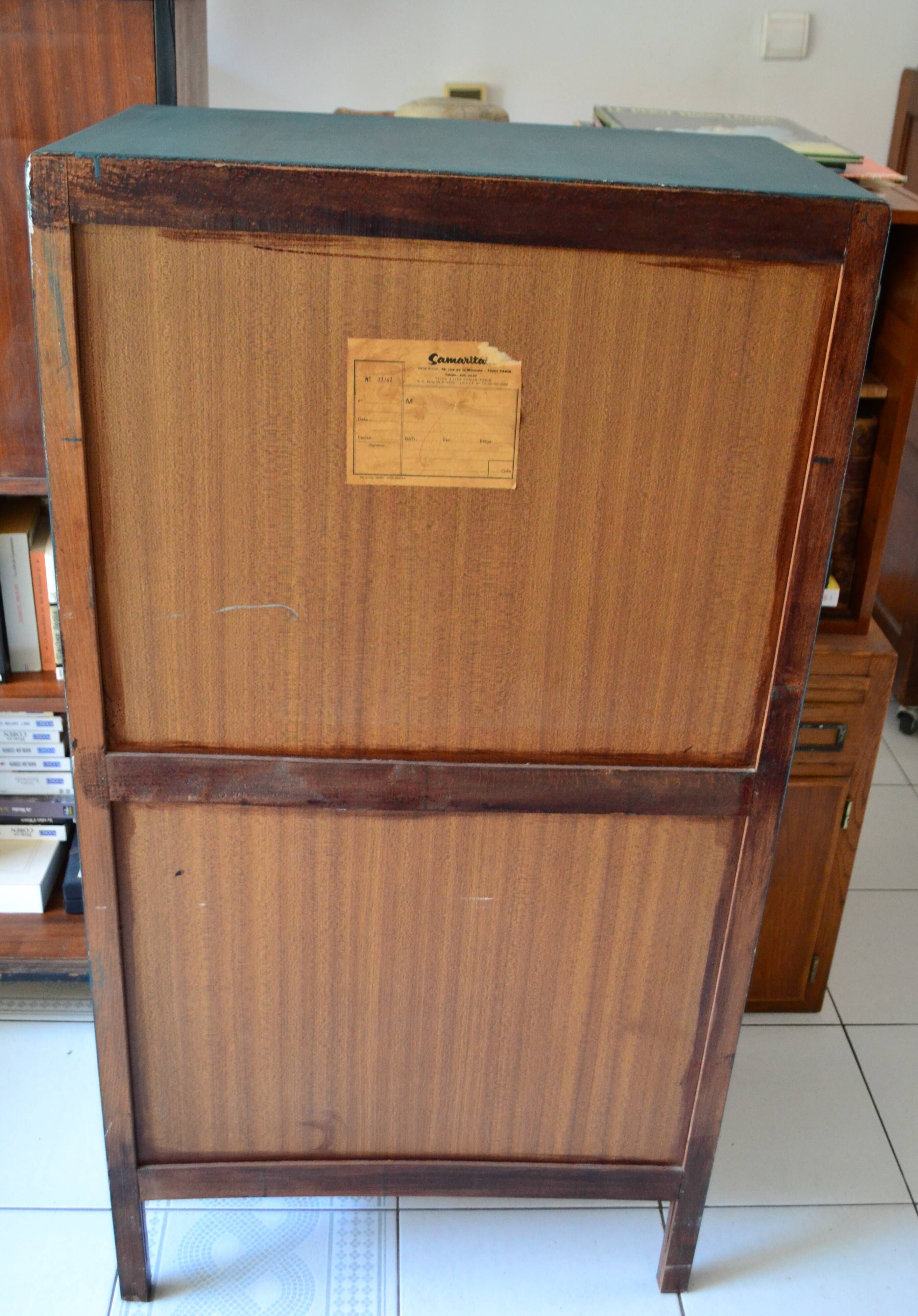 Chiffonnier vintage chêne commode vert anglais