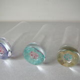 Set of 3 old glass glasses of color type Murano deco party table tableware