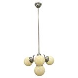 Bauhaus Globe Chandelier Czechoslovakia 1930s Chrome Pendant