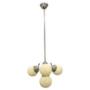 Bauhaus Globe Chandelier Czechoslovakia 1930s Chrome Pendant