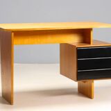 Writing desk by Bohumil Lansman, mid-century, 1950s–1960s, Czechoslovakia, wooden desk.