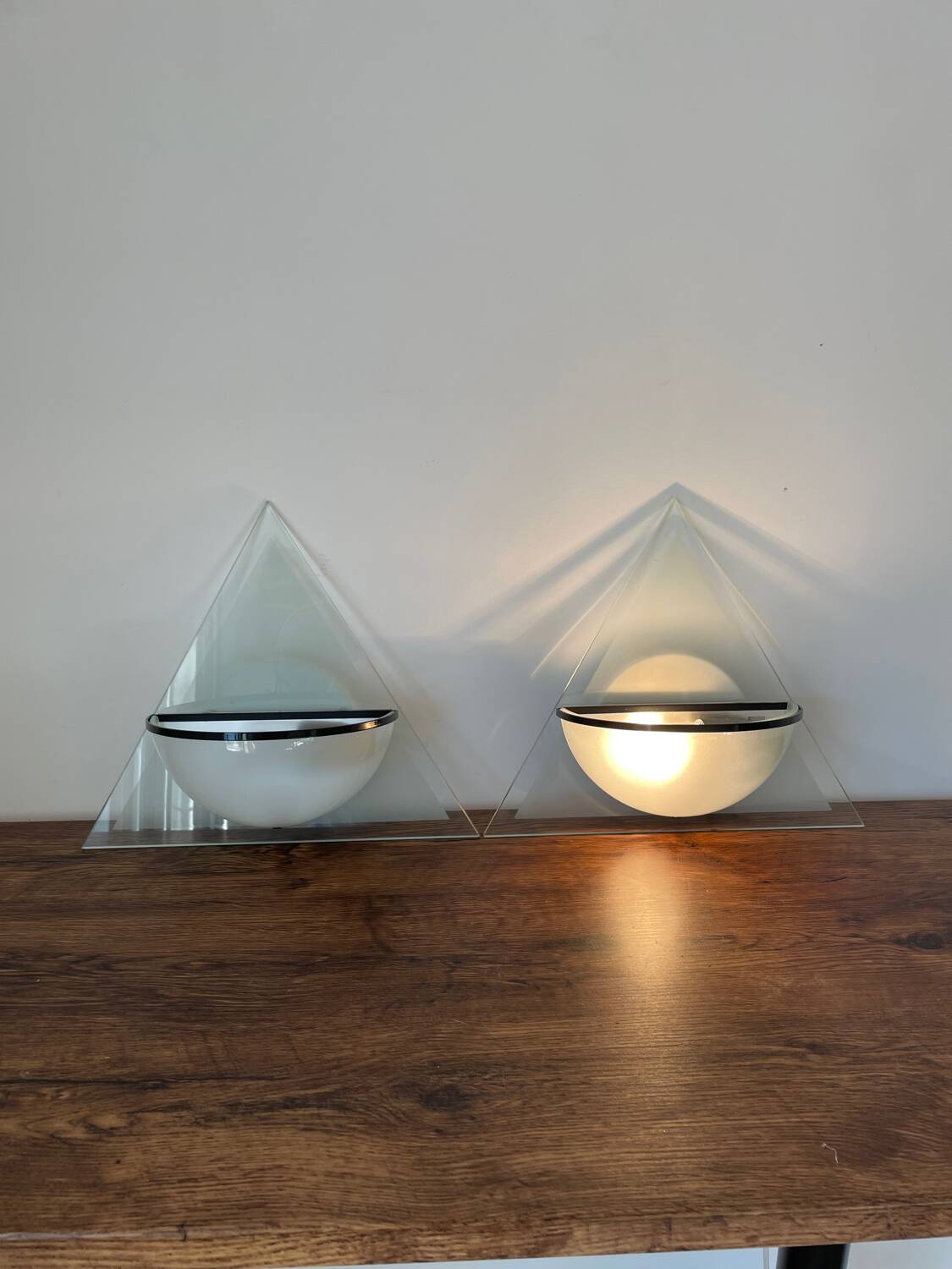 Pair of Illo wall lamps for Lamperti, 1980s, made in Italy