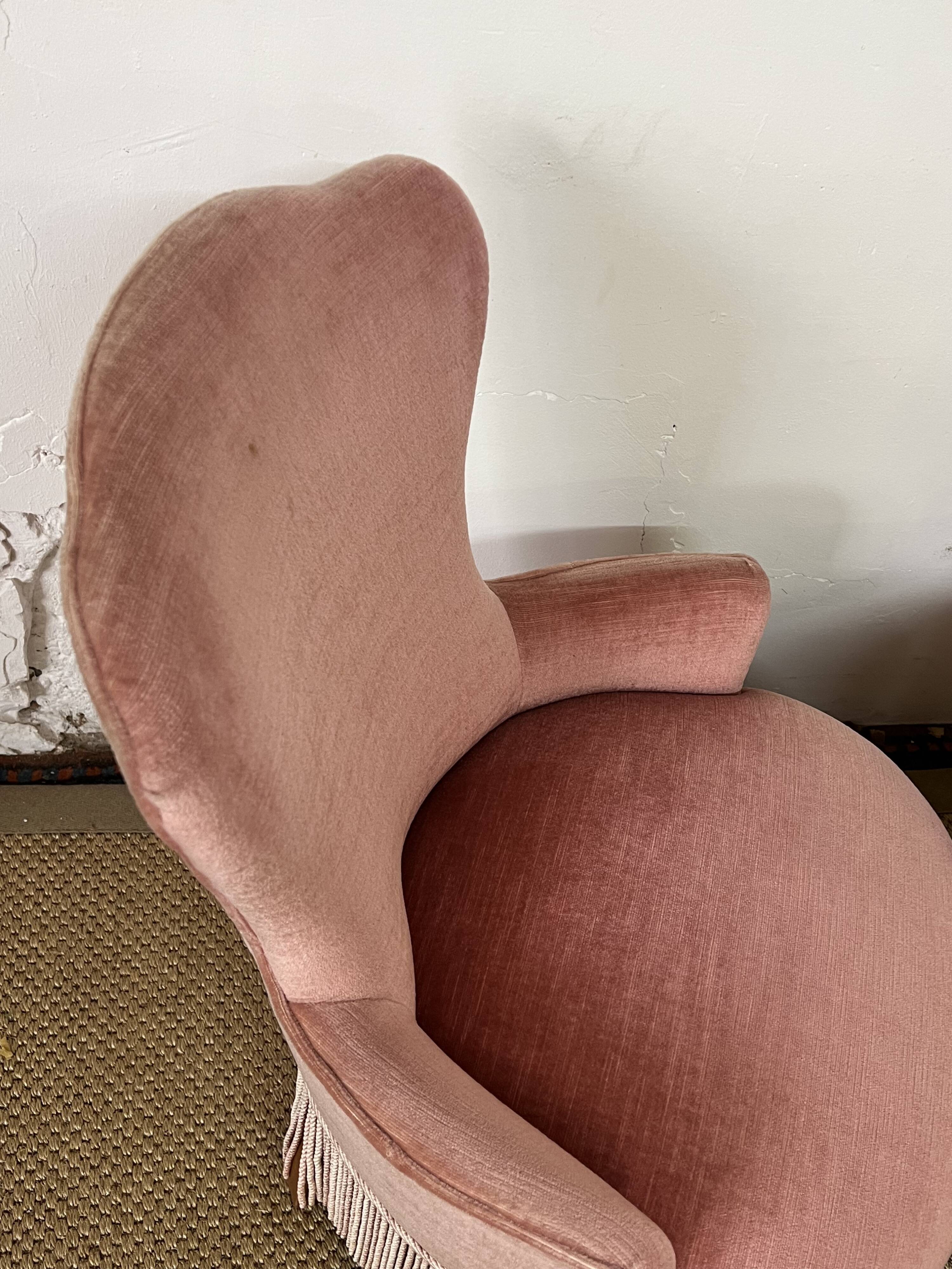 Paire de fauteuils crapaud rose poudré