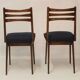 Pair of Scandinavian chairs seated night blue fabric restored, year 60.